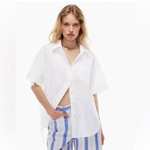 Wilfred Free relaxed poplin short sleeve button up shirt
